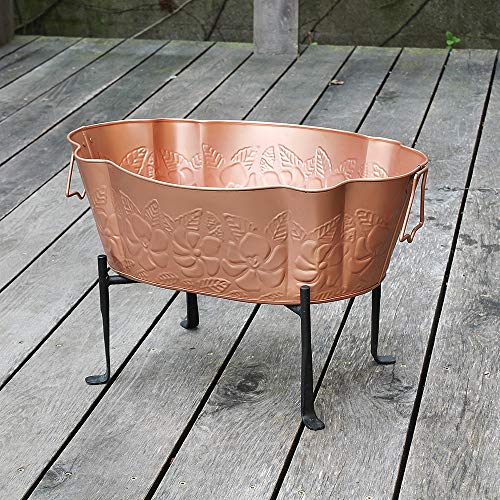 ACHLA DESIGNS Tina galvanizada Ovalada chapada en Cobre en Relieve