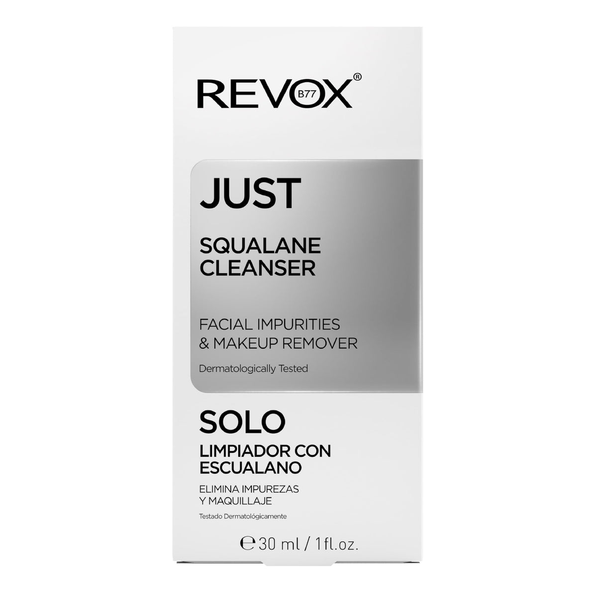 REVOX B77 - Just Squalane Cleanser, 30 ml, Limpiador Facial con Retinol en Escualano, Elimina Impurezas y Maquillaje, Limpieza Suave y Eficaz, Disuelve la Grasa, No Reseca, Piel Aliviada y Equilibrada