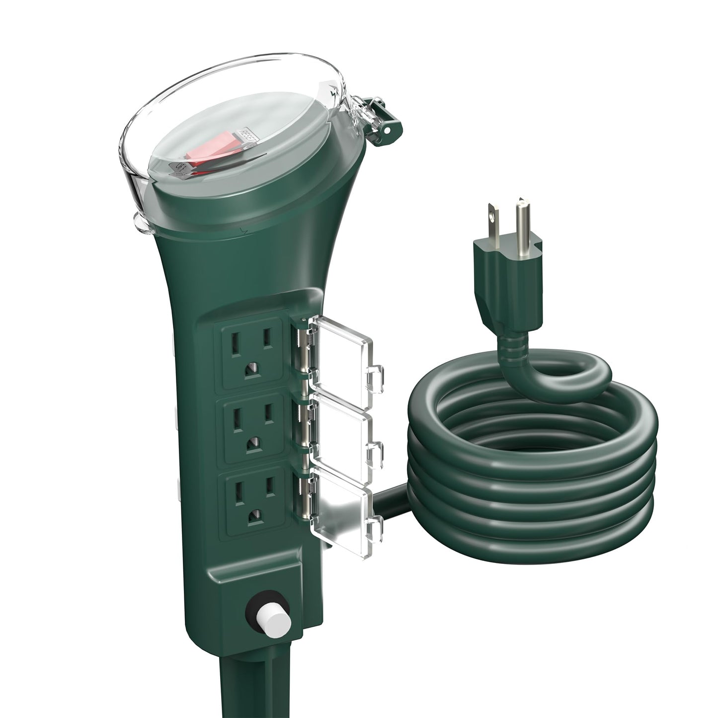 BN-LINK Estaca Eléctrica para Exterior con 6 Tomas, Cable de Extensión de 1.8 m, Regleta con Protección contra Sobrecargas y Tapas Impermeables, Resistente al Agua