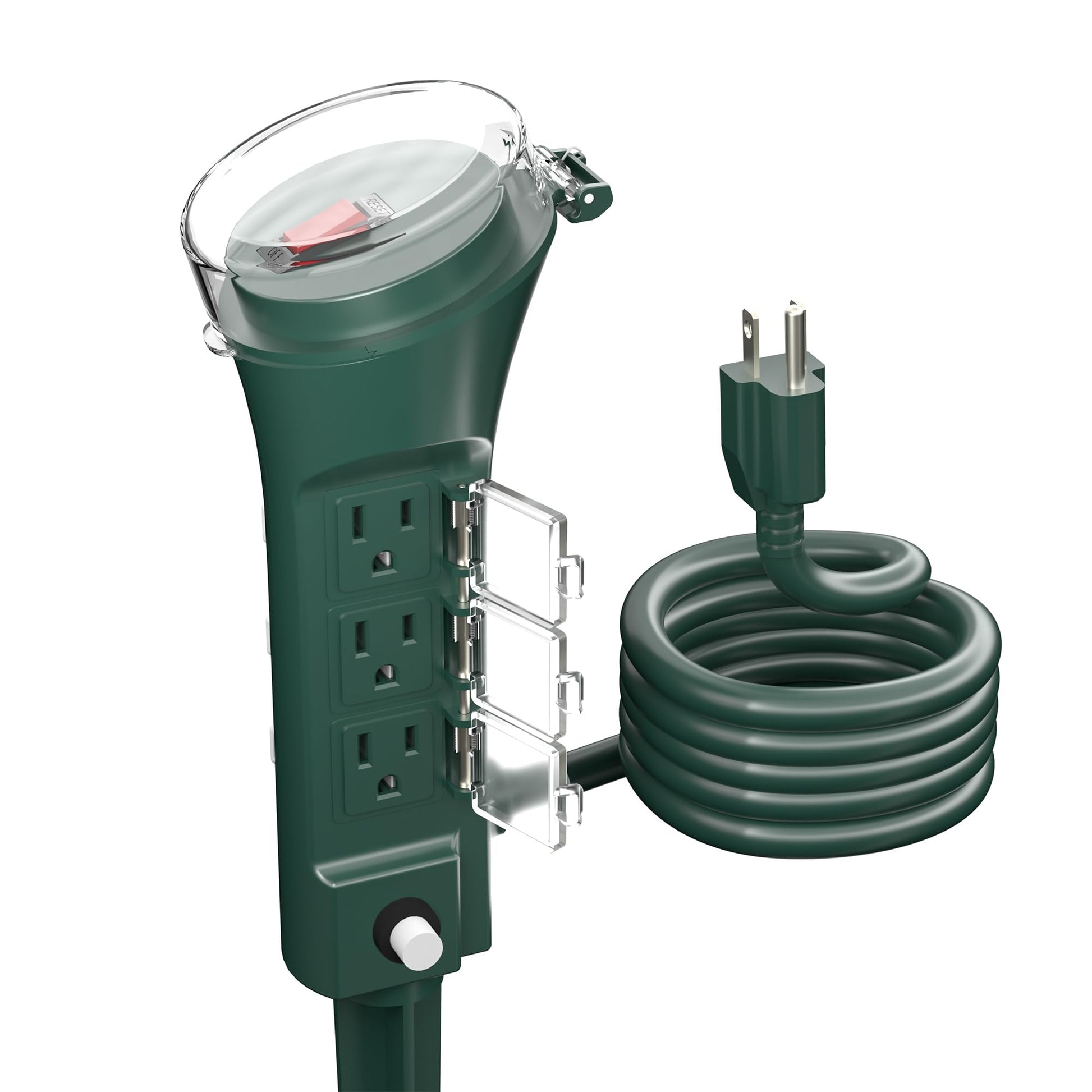 BN-LINK Estaca Eléctrica para Exterior con 6 Tomas, Cable de Extensión de 1.8 m, Regleta con Protección contra Sobrecargas y Tapas Impermeables, Resistente al Agua