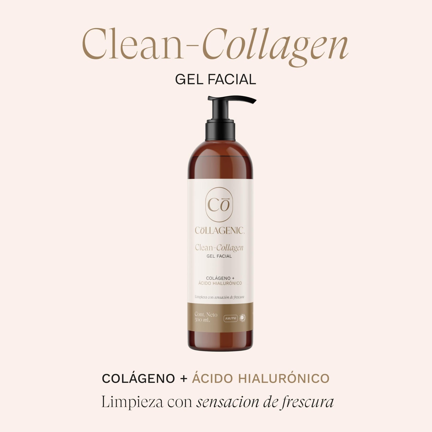 Collagenic |Gel limpiador Facial Diario con Ácido Hialurónico |500 ml