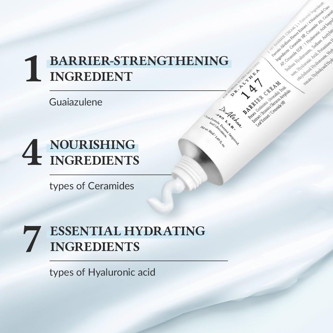 Dr.Althea Azulene 147HA - Intensive Soothing Cream - Vegan & Cruelty free, Soothing and Calming redness, Effective in acne prone skin, Deepy hydrating