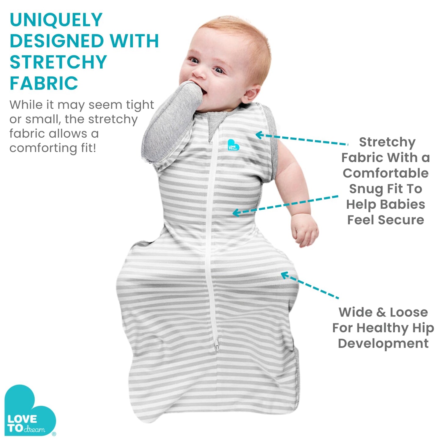 Love To Dream Swaddle UP, Saco para Dormir Bebe de Transición Ideal para el Sueño Cómodo - Saquitos para Dormir Bebe 5.9-8.6 Kg para Climas de 20°C - 24°C - Costal de Algodón Color Gris
