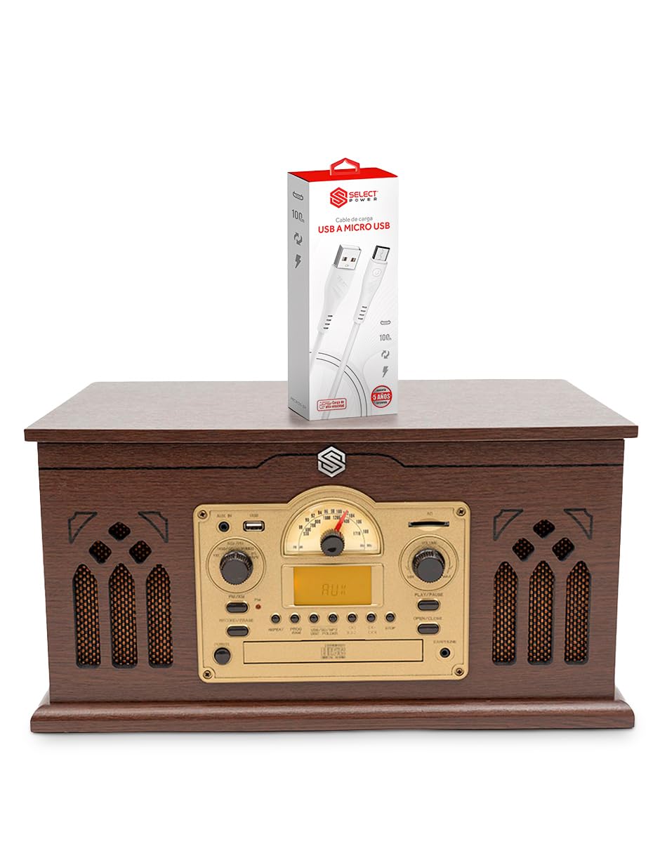 Select Sound Tocadiscos Retro de Madera con CD
