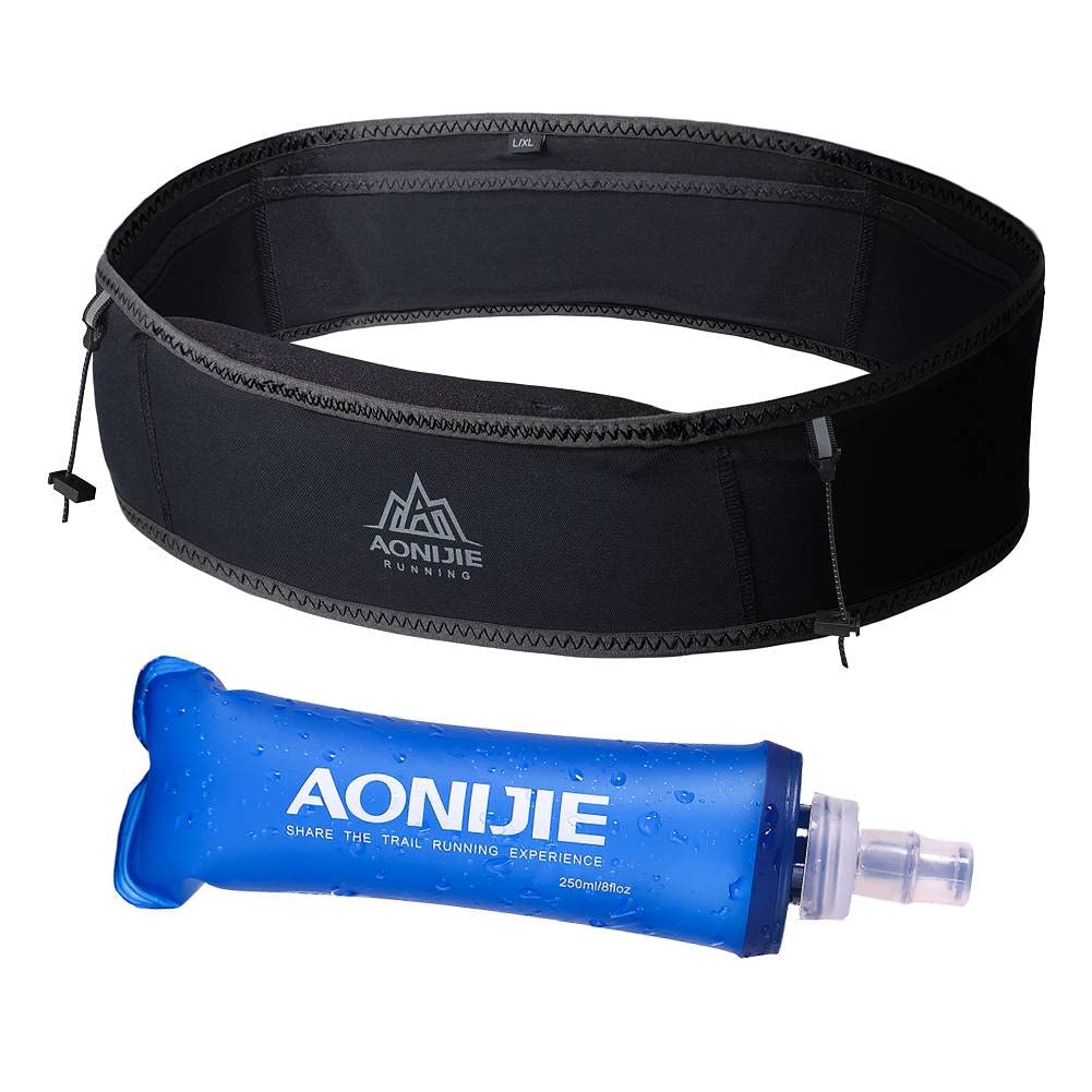 Riñonera AONIJIE Azul con Botella de Agua Suave 250 ml para Correr y Ciclismo para Mujer y Hombre