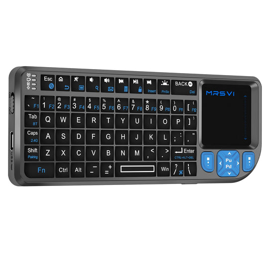 Teclado Mini Inalámbrico Bluetooth Ultradelgado Recargable Azul para PC, Tablet, TV y Smartphone