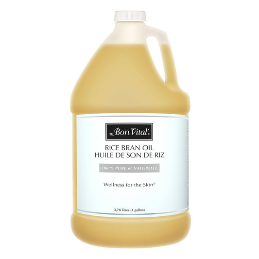 Bon Vital' Aceite de salvado de arroz, 100% puro y prensado en frío para difusores, aceite de masaje profesional, el mejor secreto de belleza para una piel suave y lisa, hidratante, botella de 1 galón