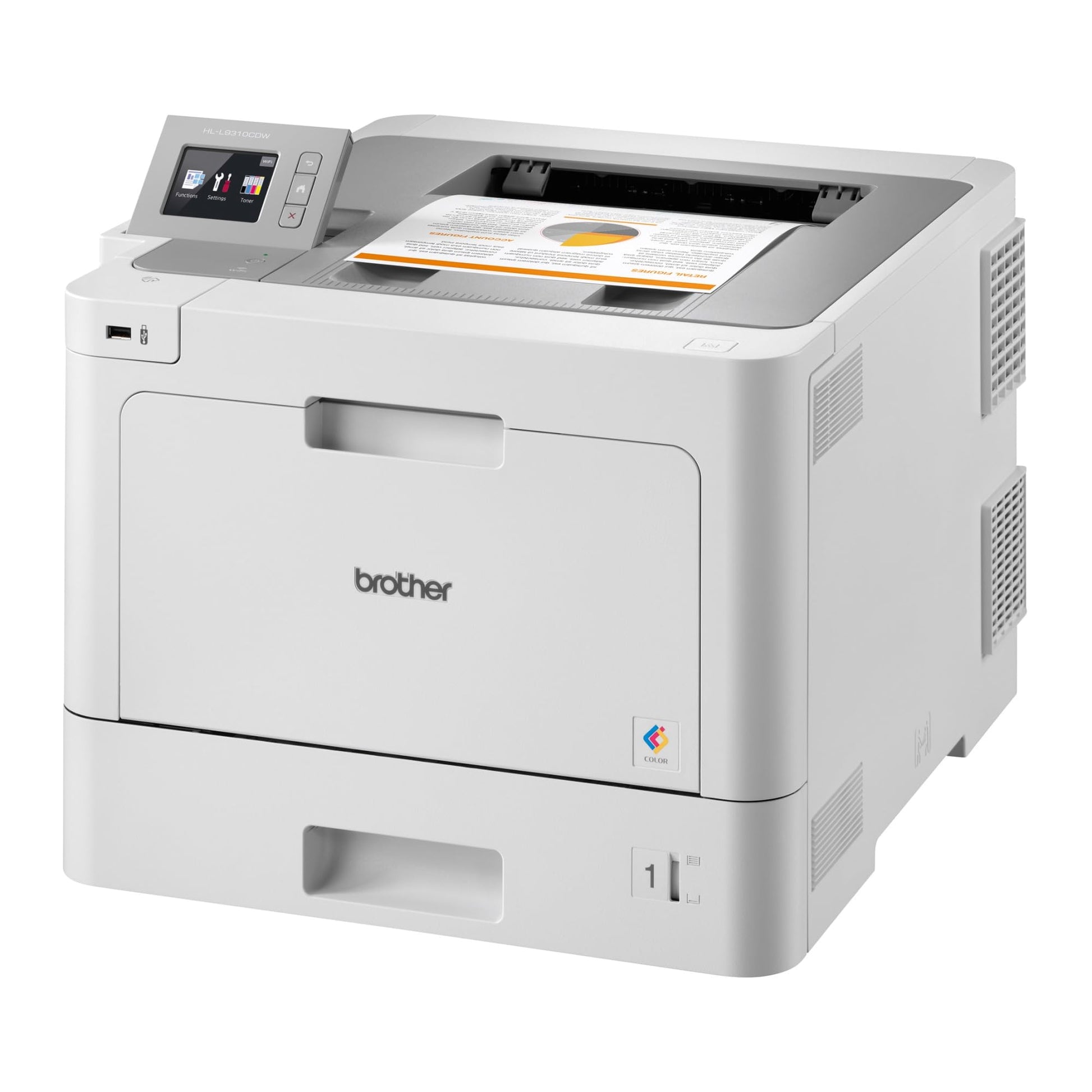 Brother Impresora Multifuncional Laser, 80000 páginas por mes, 2400 x 600 DPI, 1024 MB Inalámbrico Impresoras láser,, (HL-L9310CDW)