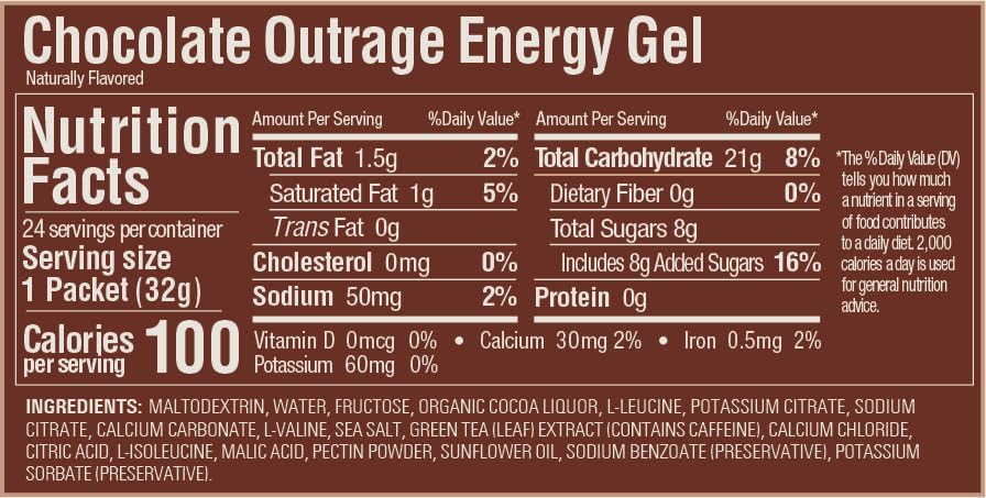 GU Energy Labs Original, Gel Energético de Nutrición Deportiva, Chocolate, Caja de 24 Piezas
