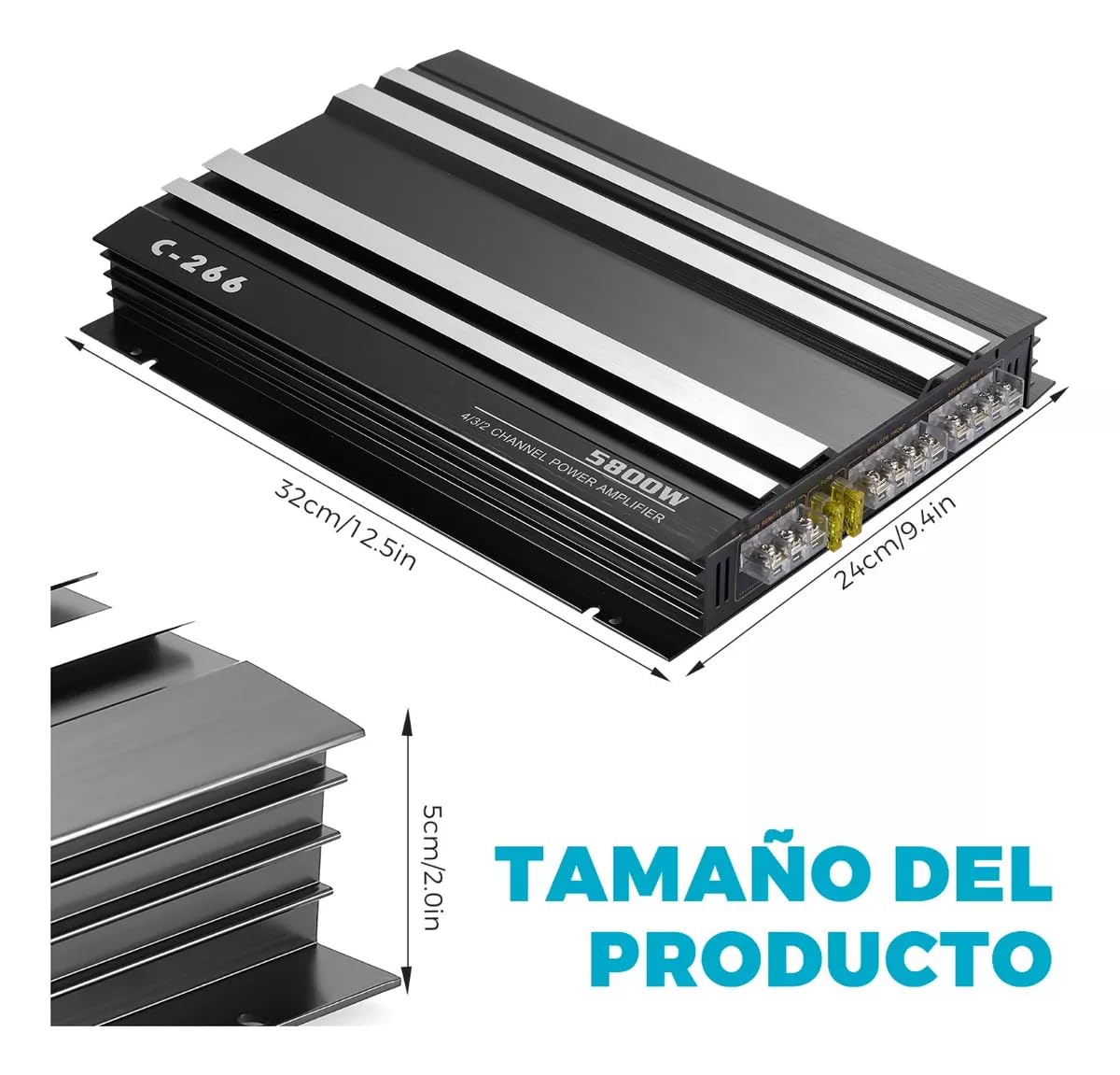 Amplificador de Poder D 5800w Audio 4 Canales para Auto
