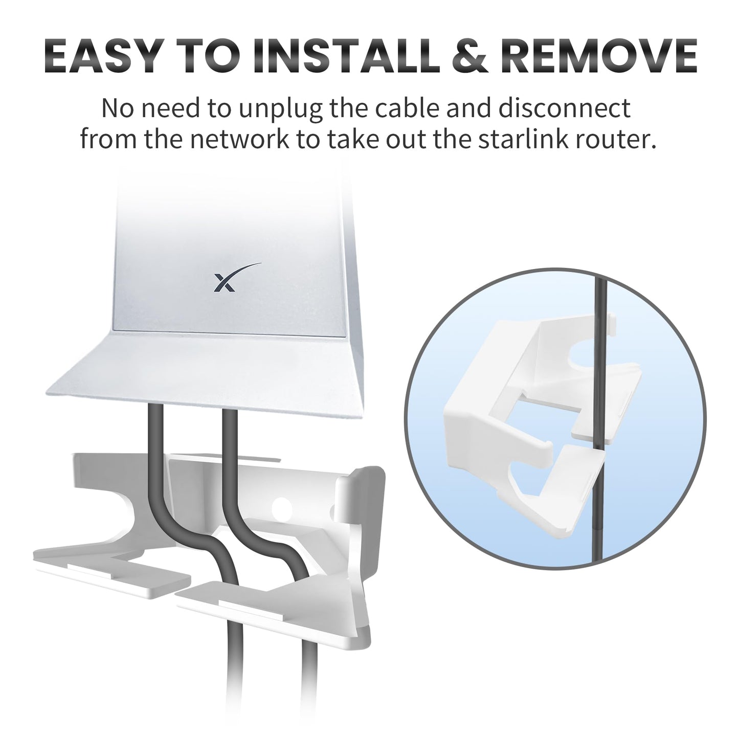 Sootozy Starlink - Soporte de pared, kit de Internet Star Link para router de malla StarLink V2, normal, blanco, SWM-01