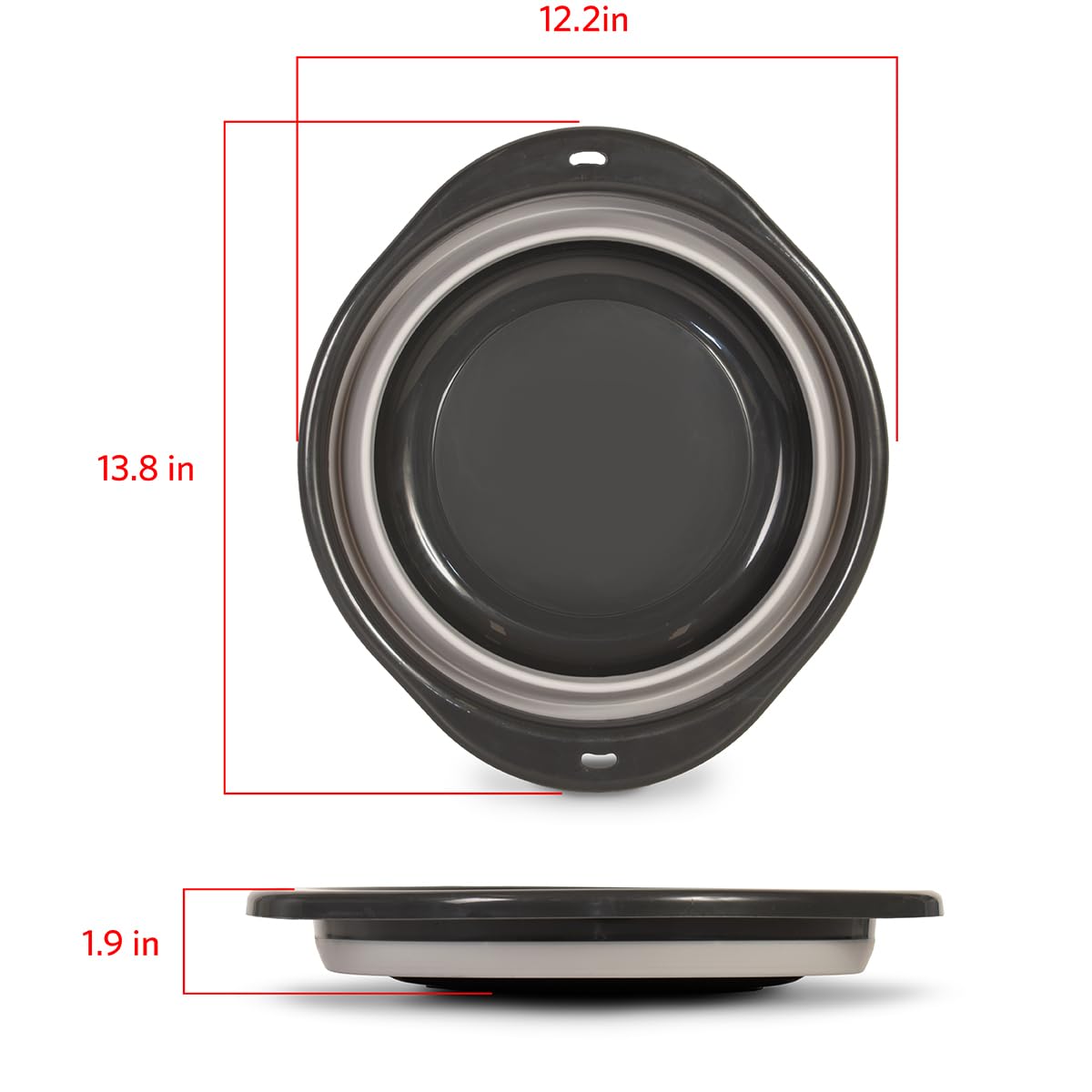Glad - Tazón grande plegable para mezclar, 5,5 l, contenedor plegable de plástico y goma con asas para hornear, suministros de cocina aptos para lavaplatos y RV Essentials gris