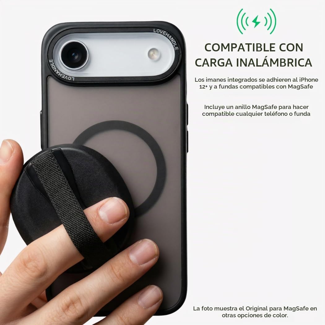 Empuñadura Universal LOVEHANDLE Negro Compatible con MagSafe y Carga Inalámbrica