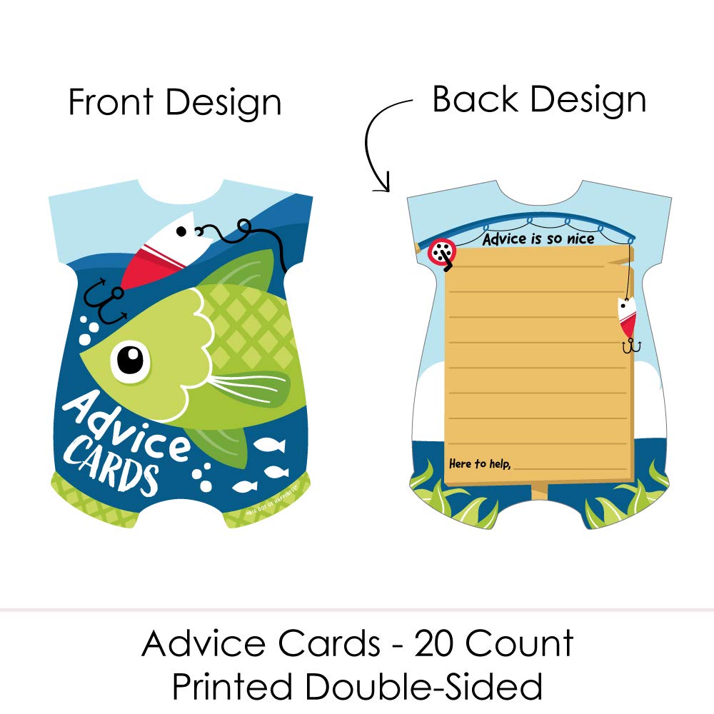 Big Dot of Happiness Let's Go Fishing – Body de bebé tarjeta de deseos con tema de peces actividades de baby shower – juego de tarjetas de consejo en forma – Juego de 20