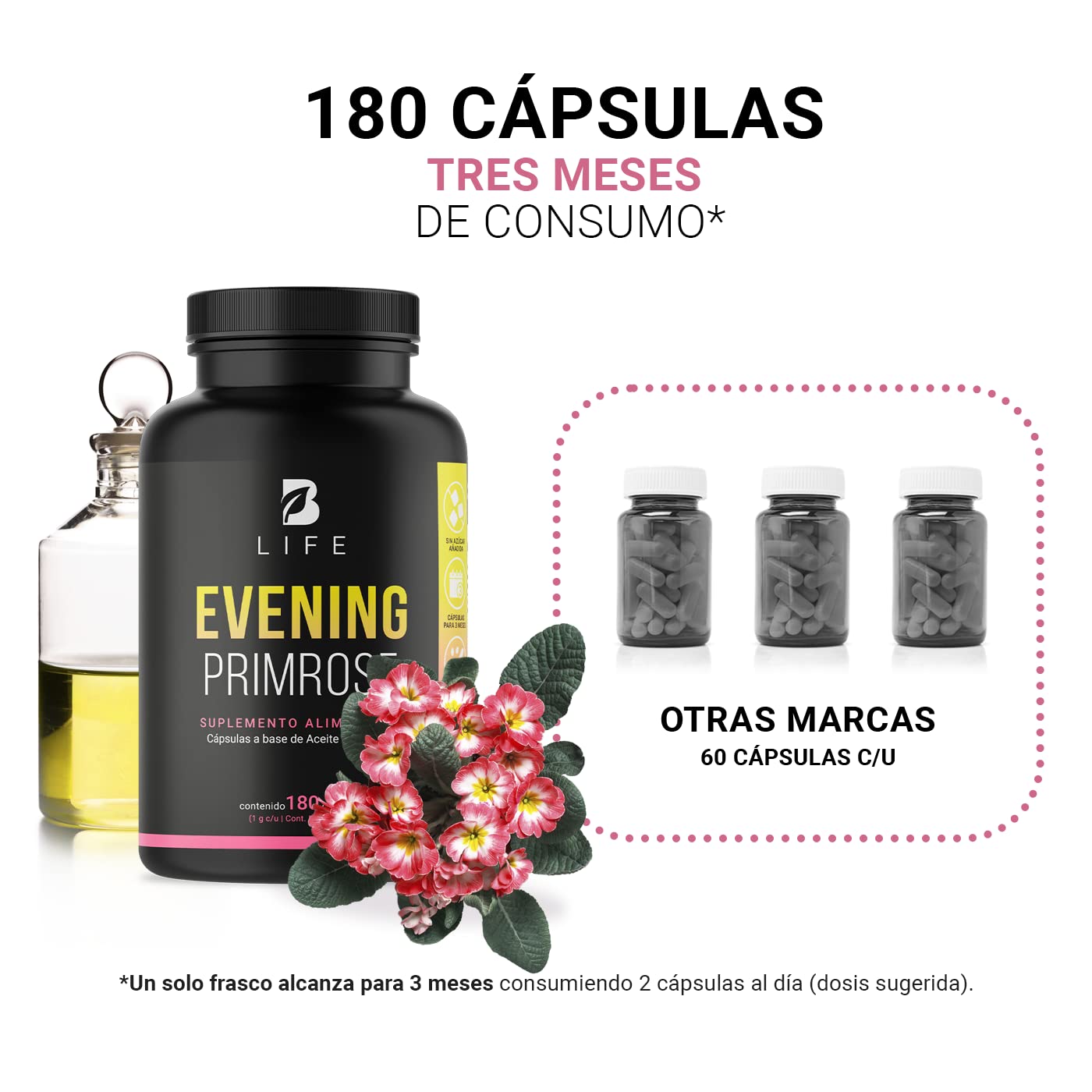 Aceite de Prímula B Life 1000mg 180 Cápsulas Blandas
