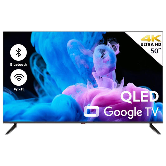 CUORY Smart TV Android Google TV Television Pantalla 50" Pulgadas QLED | Vive en 4K | 4K UHD | HDMI | Asistente de Google | Bisel Delgado
