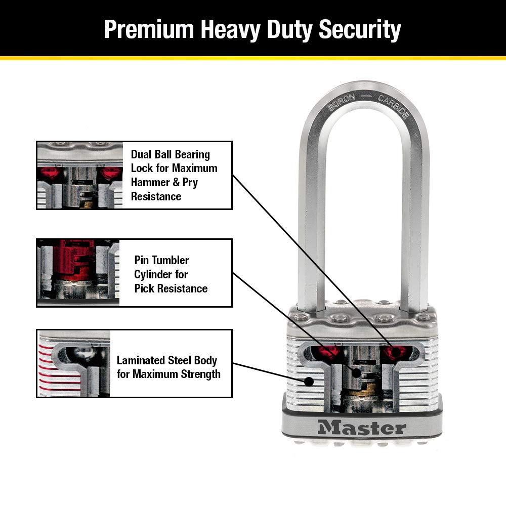 Candado Master Lock Magnum Acero Laminado 2 Pulgadas Wide Paquete de 4 Llaves Iguales