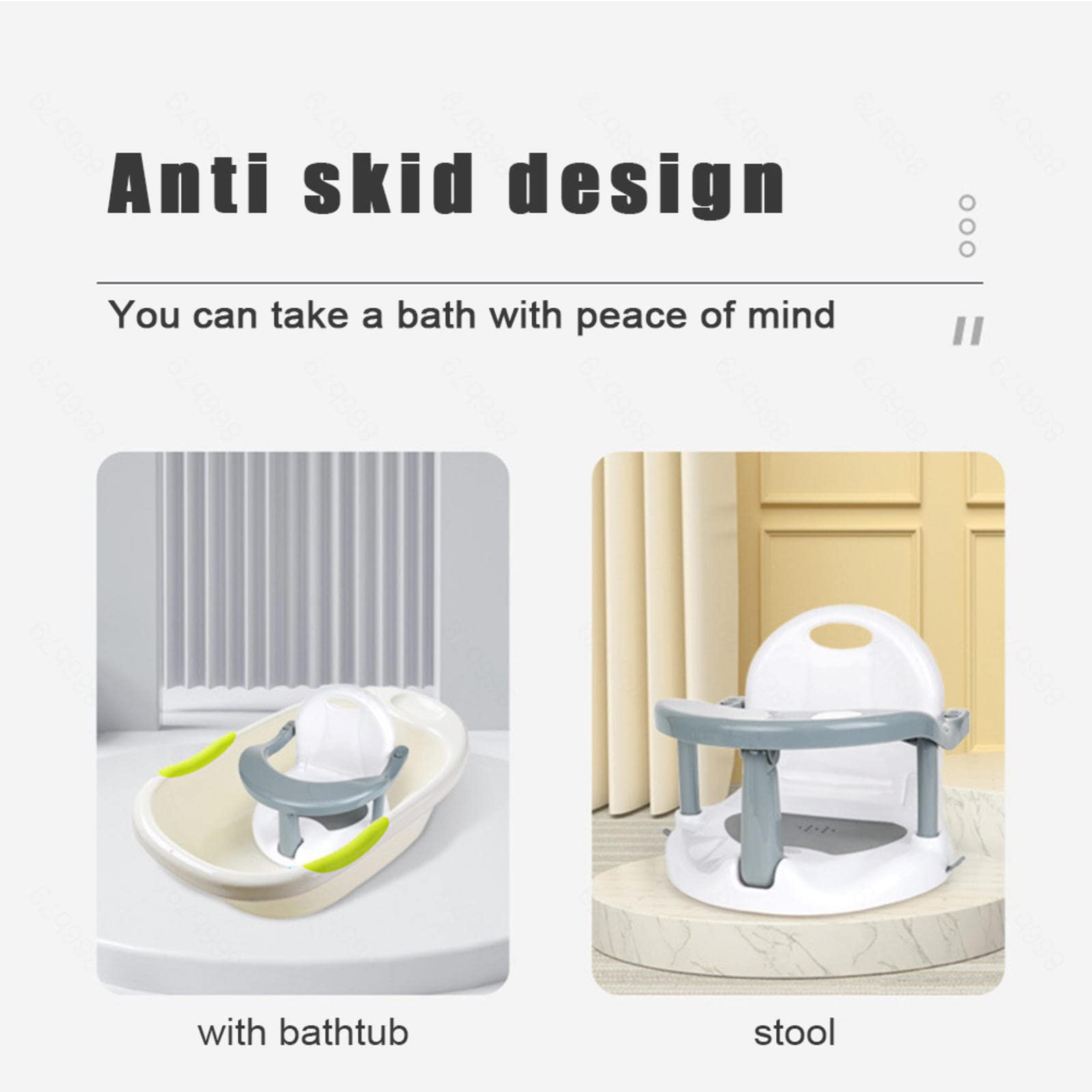 Asiento de Baño para Bebé Gray con Juguete Incluido para Bebés desde 6 Meses