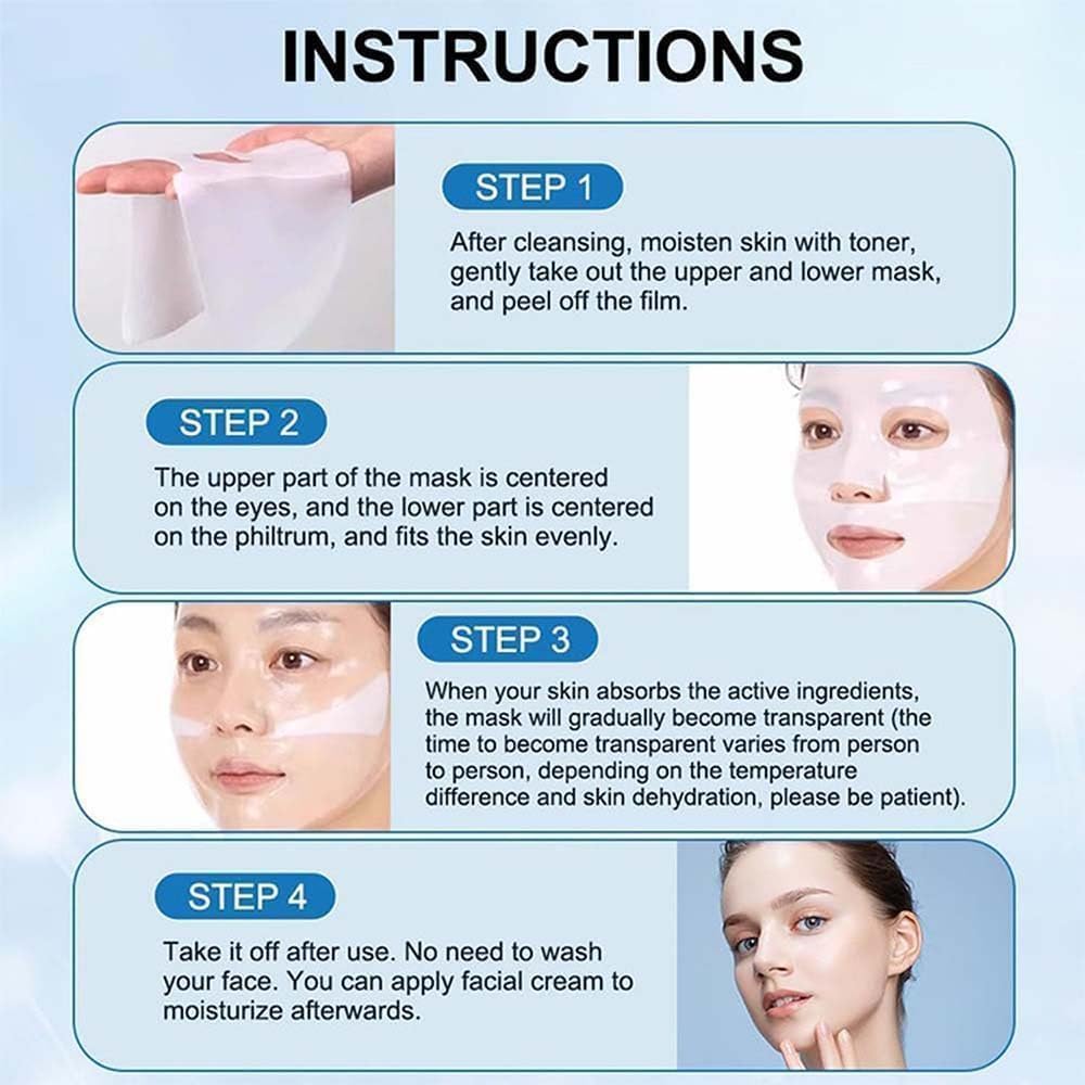 Mascarilla Bio Colágeno, Mascarilla de Colágeno, Minimiza los Poros Mejora la Elasticidad, Mascarillas Faciales para Reafirmación del Rostro en Mujeres y Adolescentes (3 Cajas - 15 Piezas)