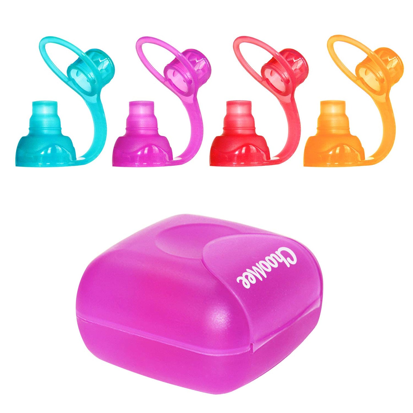 ChooMee SoftSip - Bolsas para alimentos | 4 colores + funda morada | Evita derrames y protege la boca de los niños