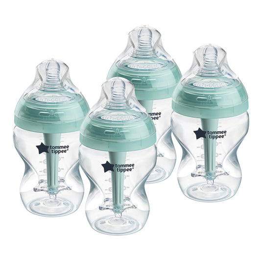 Biberón Anticólico Avanzado Tommee Tippee Transparente Pezón Similar al Pecho para Bebé 4 Pack