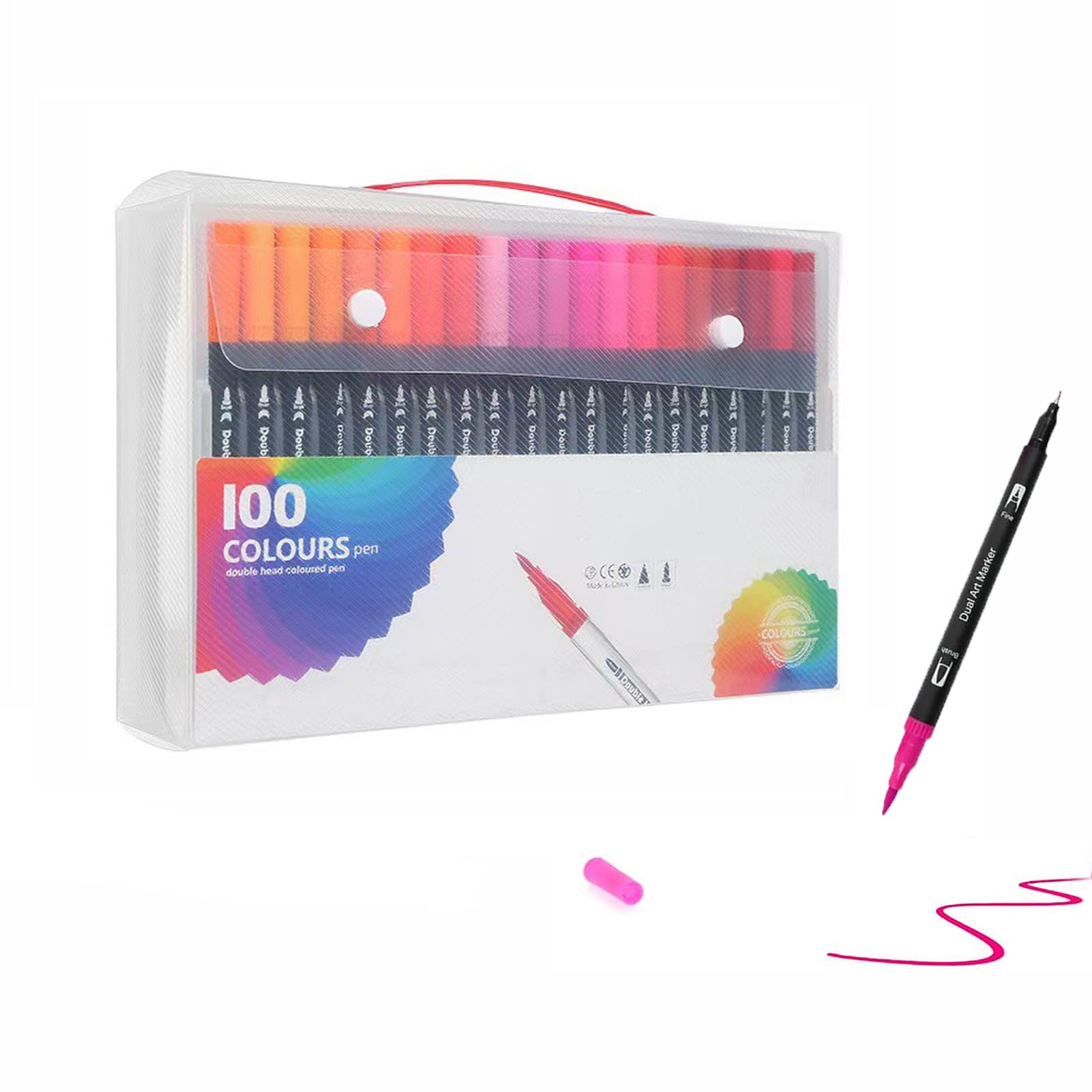 LEIDSANY Rotulador acuarelable de 100 colores (0,4 mm/1-2 mm),Rotulador pincel no tóxico para principiantes,estudiantes,aficionados