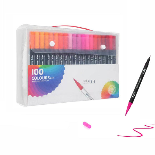 LEIDSANY Rotulador acuarelable de 100 colores (0,4 mm/1-2 mm),Rotulador pincel no tóxico para principiantes,estudiantes,aficionados