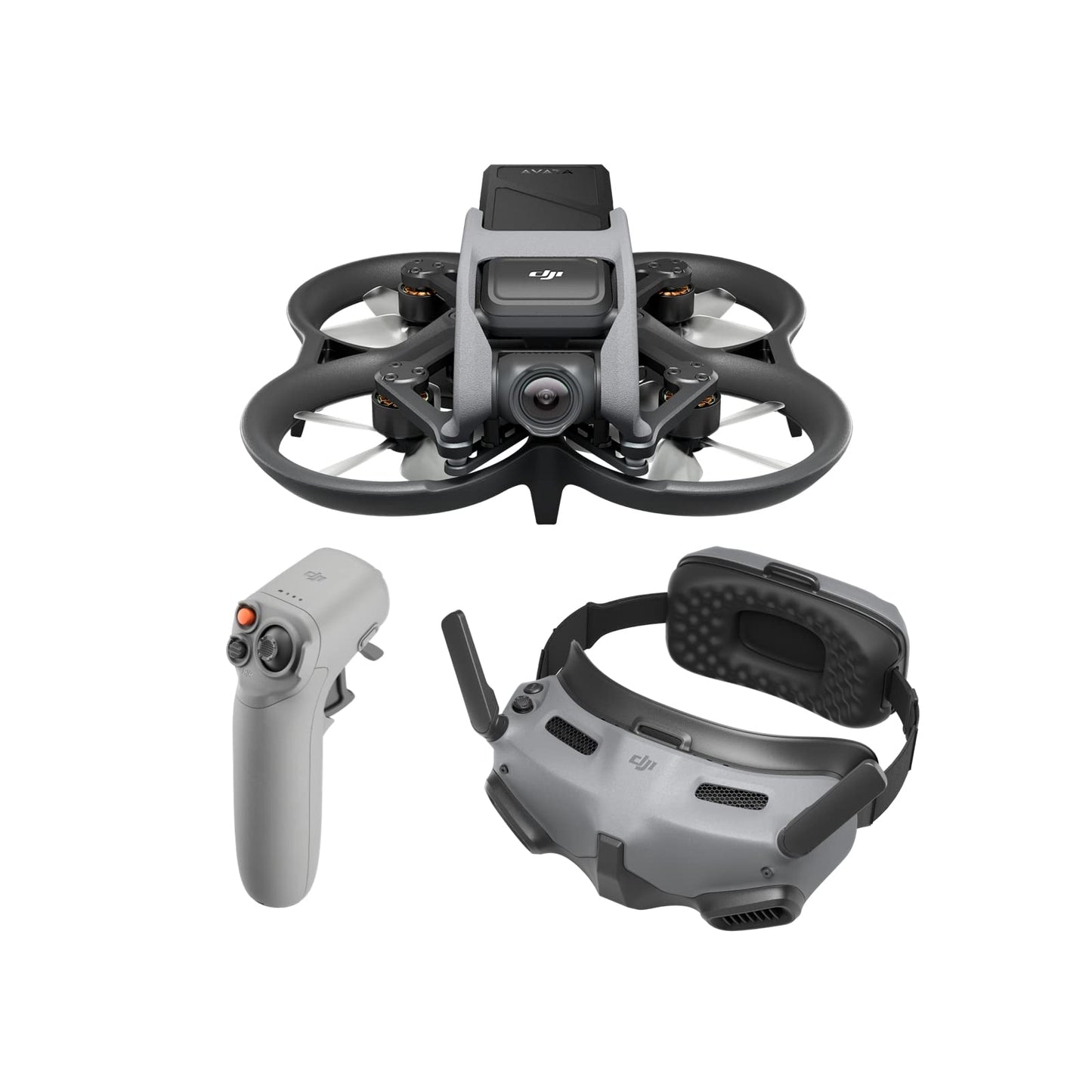 DJI Avata Explorer Pack Dron con cámara FPV, cuadricóptero VANT con vídeo 4K estabilizado, Campo de visión superamplio de 155°, Incluye el Nuevo RC Motion 2 y Goggles Integra