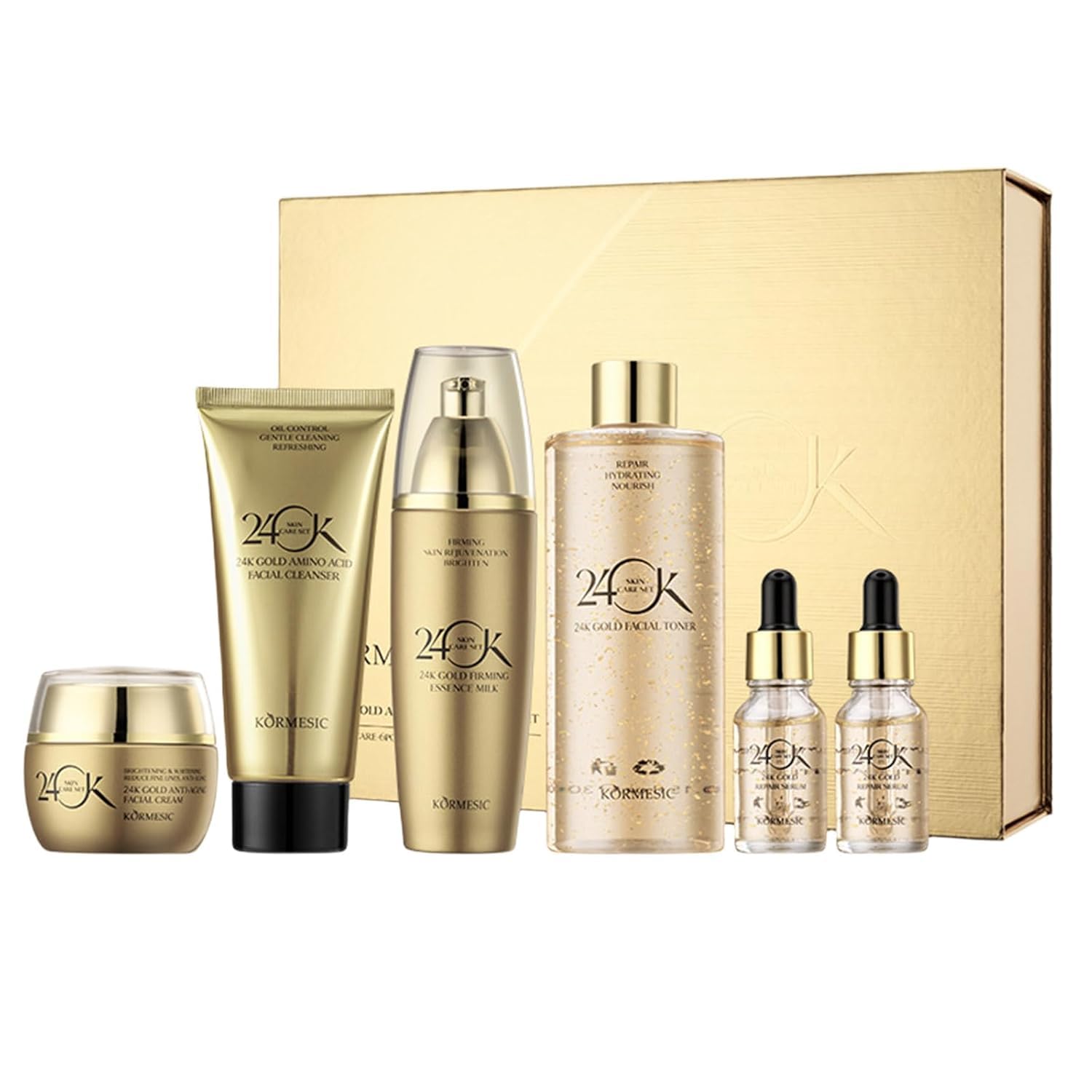 Kit Cuidado Facial 24k Pure Gold Colágeno Oro y Sérum Antiarrugas 6 Piezas Skincare