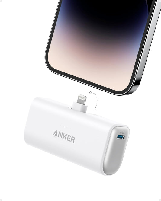 Power Bank Anker Nano Negro con Conector Lightning Plegable y Certificación MFi para iPhone 14/13/12