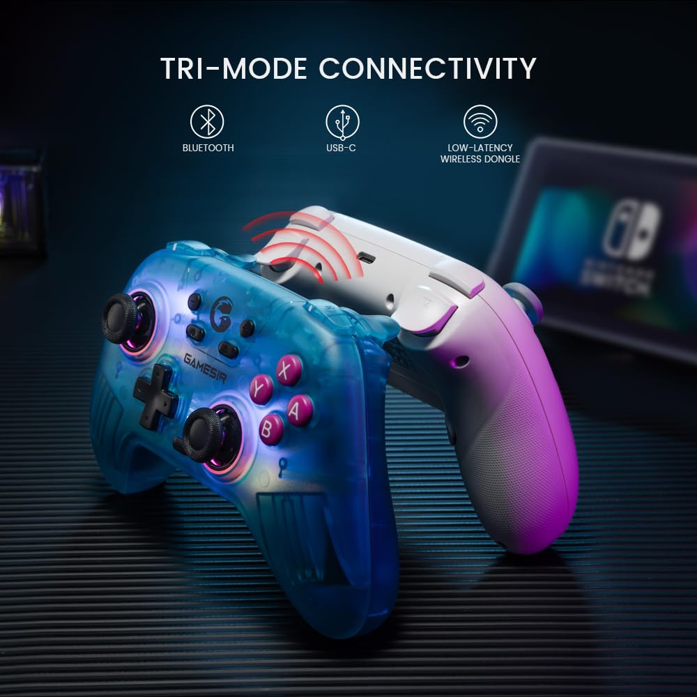 GameSir Nova - Controlador inalámbrico Pro para interruptor/Lite/OLED, Controladores de interruptor con efecto Hall JoySticks, LED RGB, recargable de 1200 mAh, turbo, programable, control de