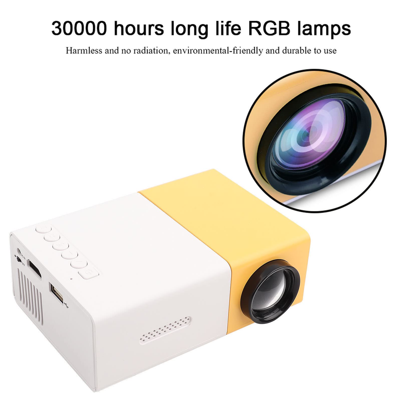 Fosa portátil LED HD 1080P Video-Projector, Mini de películas Compatible con Pantalla 1080P y 60 '', lámpara LED de 30.000 Horas de Vida útil, para Reproductor Multimedia de Cine