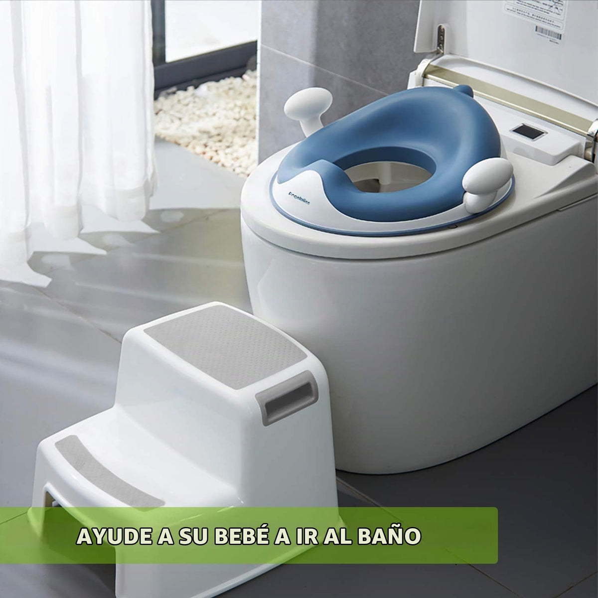 Angelbliss Asiento de inodoro infantil, para entrenamiento de Baby Potty, asiento de inodoro para niños y niñas, doble acolchado antideslizante, con asa y protección contra salpicaduras (Azul)