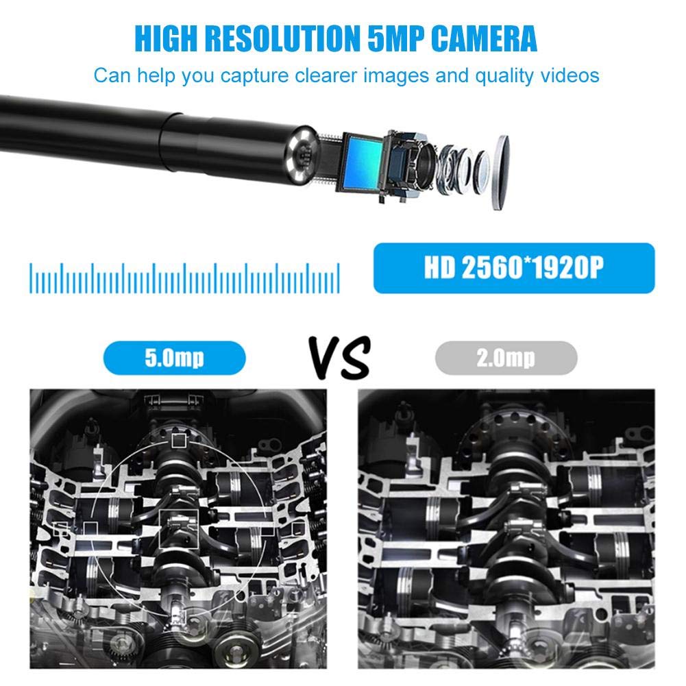 Endoscopio T angxi WiFi HD 5MP Lente 5.5 mm con LED Cámara de Inspección de Video