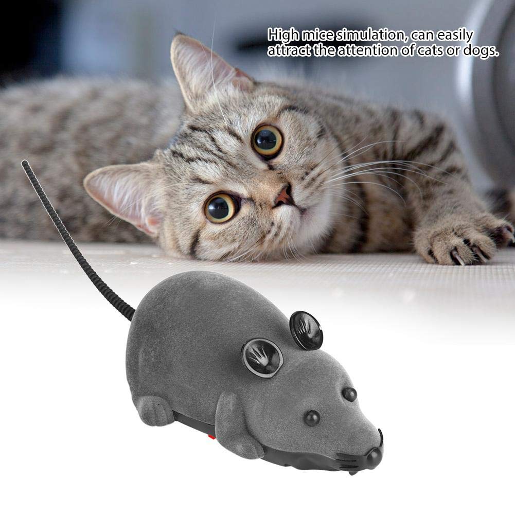 Juguetes Eléctricos para Mascotas Ratón Inalámbrico Gris con Control Remoto para Gatos y Perros