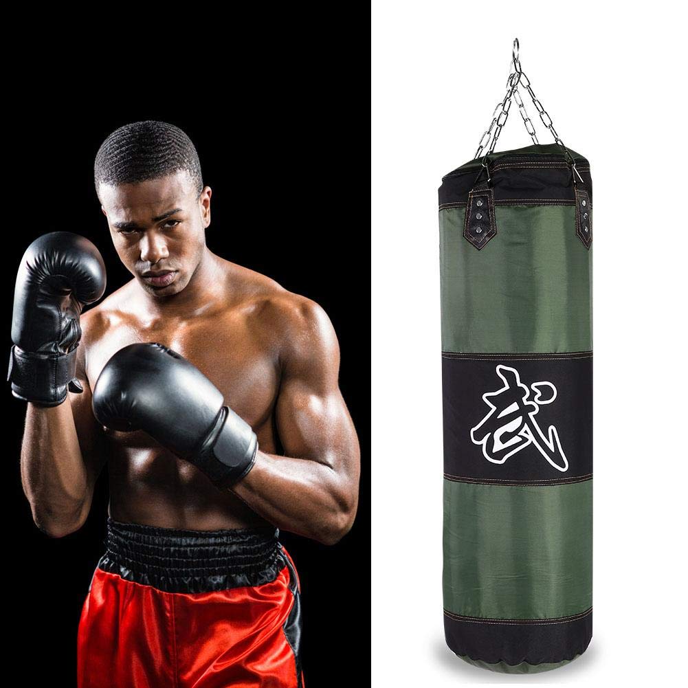 Alomejor Boxing Punch Bag Cadena Colgante Gancho de Techo Muay Thai Martial Arts Punzonar Heavy Bag Heavy Duty Saco de Boxeo con Cadenas para Entrenamiento de Boxeo Fitness Sandbag(1M-Verde)