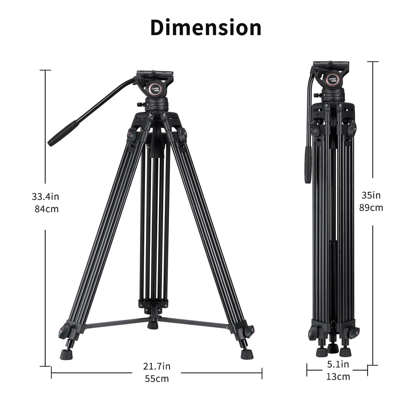 Cayer Trípode de Cámara, Trípode de Video Profesional de 184 cm, Trípode de Aluminio con Cabeza de Fluido para Videocámara DSLR, Carga Máxima de 6 kg - BV30L