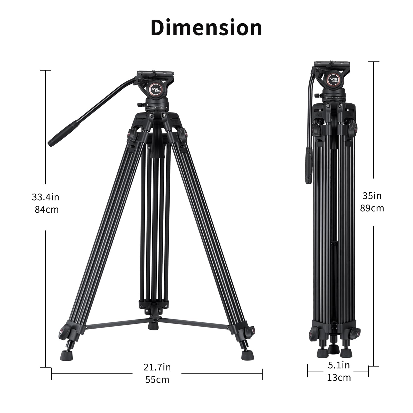 Cayer Trípode de Cámara, Trípode de Video Profesional de 184 cm, Trípode de Aluminio con Cabeza de Fluido para Videocámara DSLR, Carga Máxima de 6 kg - BV30L
