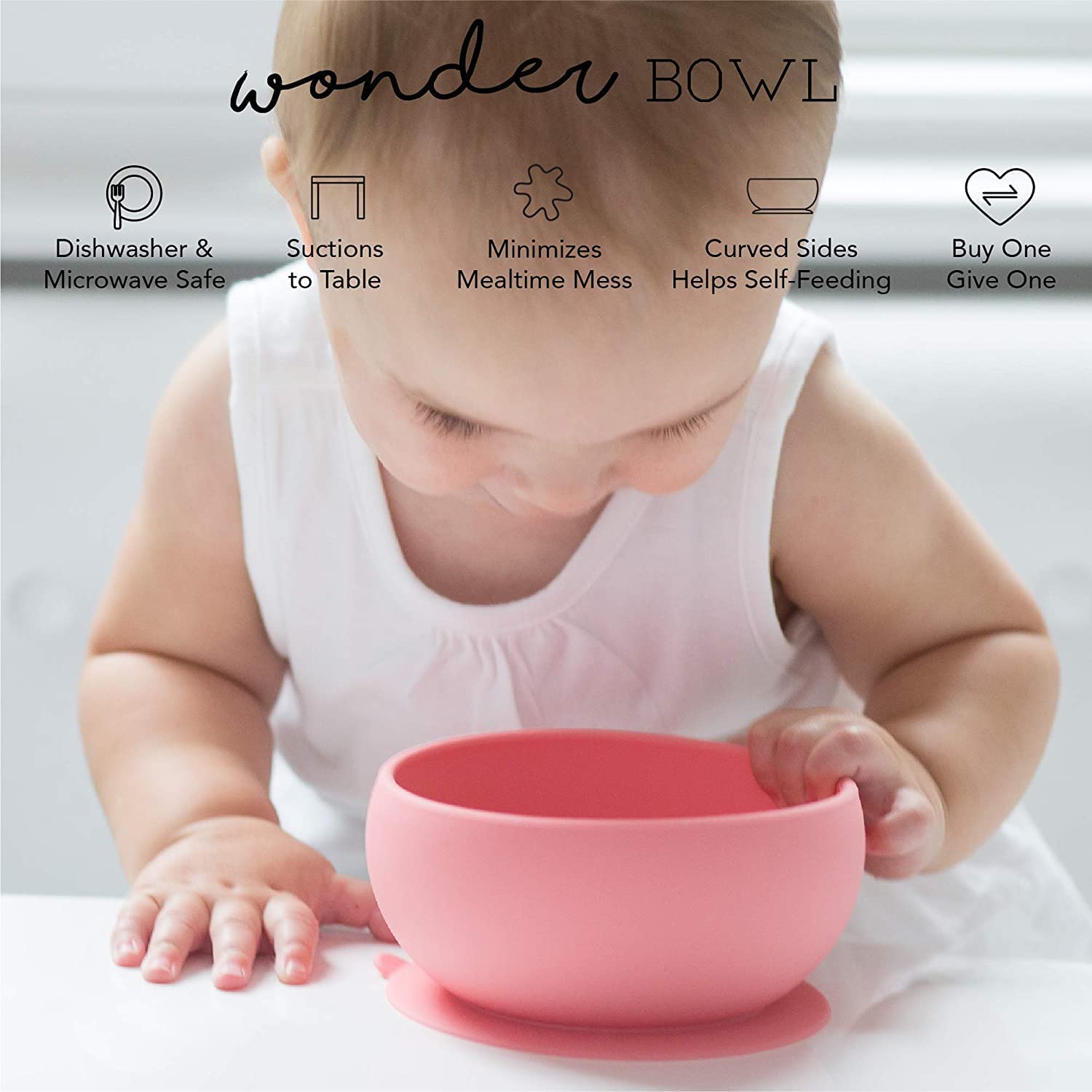 Bella Tunno Wonder Bowl - Cuenco de succión de silicona para niños pequeños y bebés, apto para microondas y lavavajillas, silicona de grado alimenticio, sin BPA, mármol