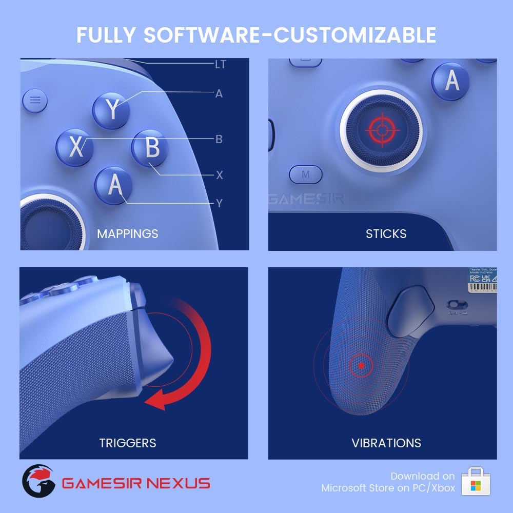 GameSir G7 SE - Controlador con cable para Xbox Series X|S, Xbox One y Windows 10/11, Plug and Play Gaming Gamepad con efecto reverberación joysticks/Hall Trigger, conector de audio de 3,5 mm (azul)