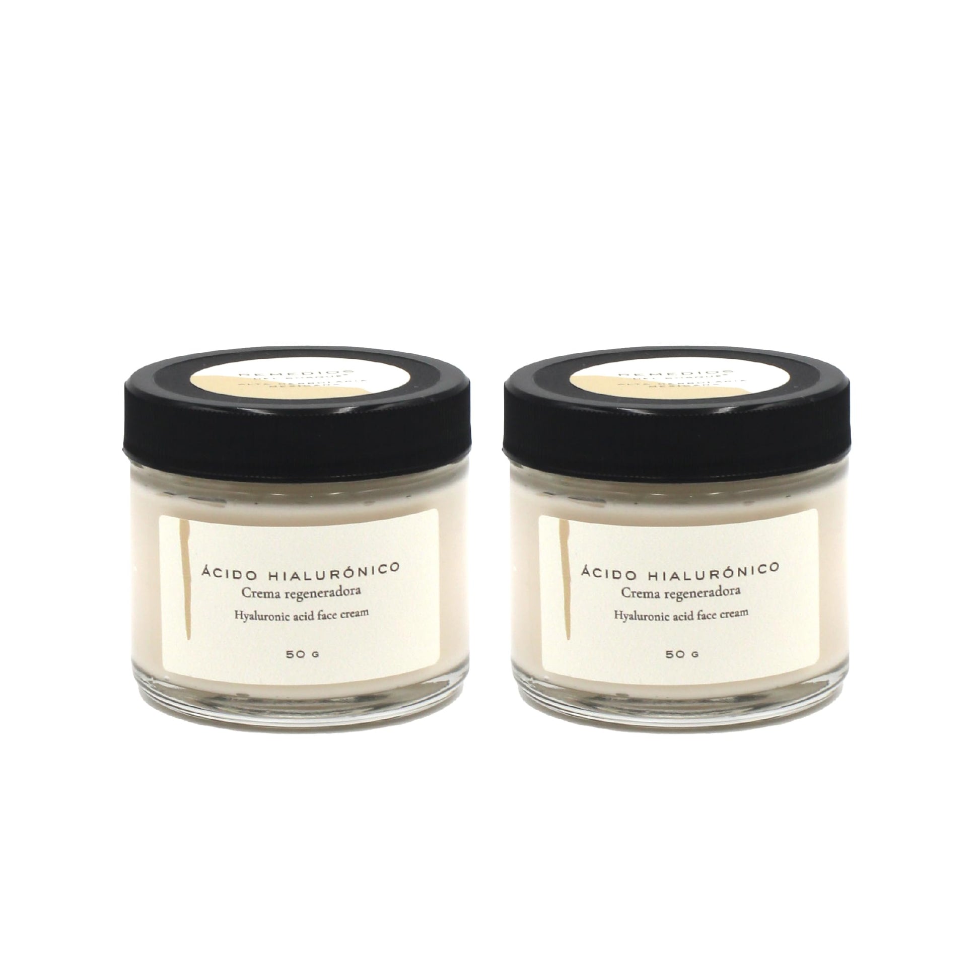 Remedios del Bosque 2 Pack Crema Regeneradora con Ácido hialurónico BIO 50 Gramos, Hidrata y Humecta Intensa y Profundamente.