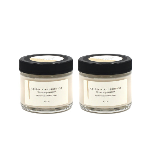 Remedios del Bosque 2 Pack Crema Regeneradora con Ácido hialurónico BIO 50 Gramos, Hidrata y Humecta Intensa y Profundamente.
