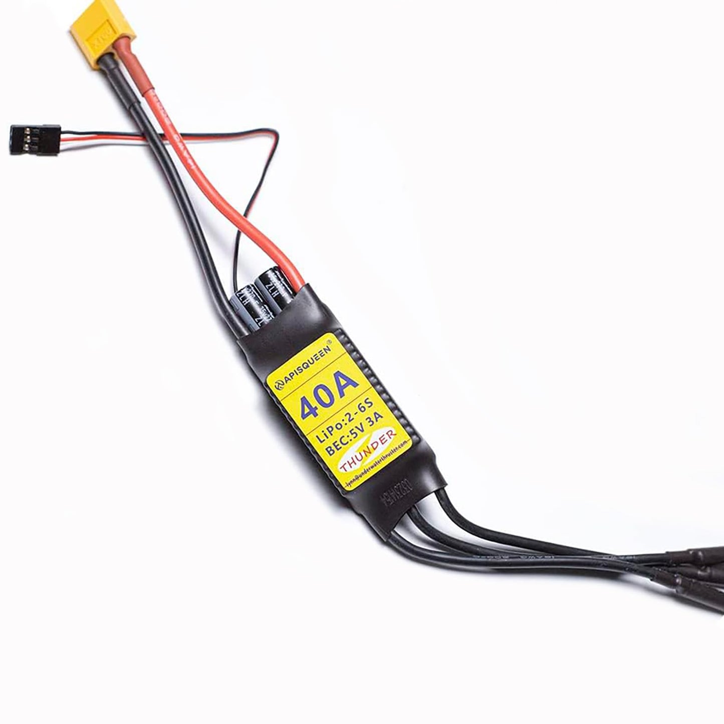Driver de Velocidad Eléctrico APISQUEEN 40A ESC 2-6S 5V 3A BEC con XT60 y Enchufe 4.0 mm para RC Drone Airplane Motores sin Escobillas y Propulsor Subacuático