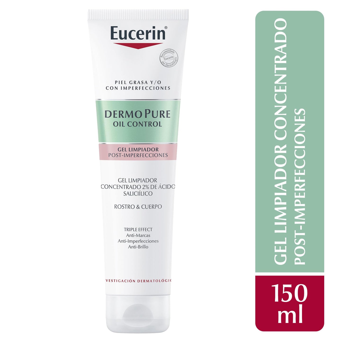 Eucerin DermoPure Gel limpiador facial concentrado (150 ml) con ácido salicílico para imperfecciones y manchas post-acné