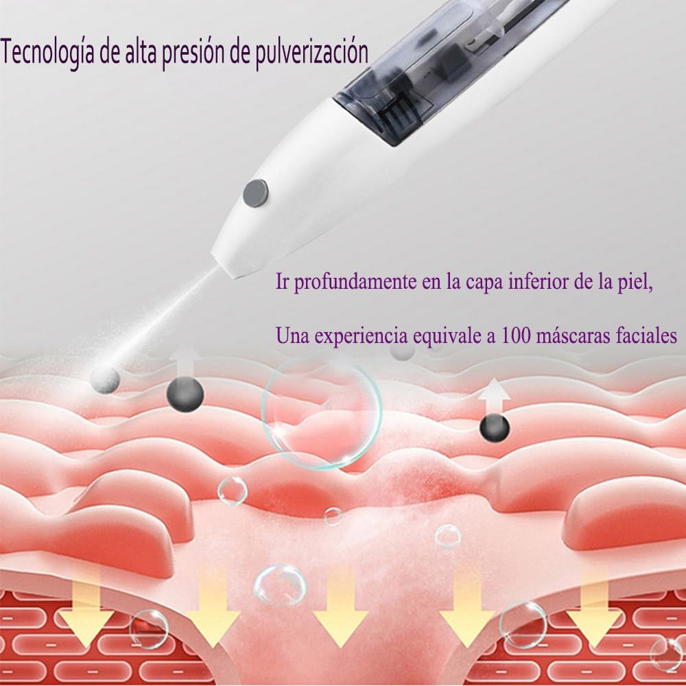 Tratamientos Vaporizador Facial, Spa Facial,Sistema de Agua facial,Dispensador de Agua Transcutánea sin aguja,Introductor de Atomización, para Agua o Esencia