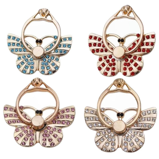 Soporte de Anillo Giratorio VERALY.MX Mariposas con Brillantes y Glitter para Celular