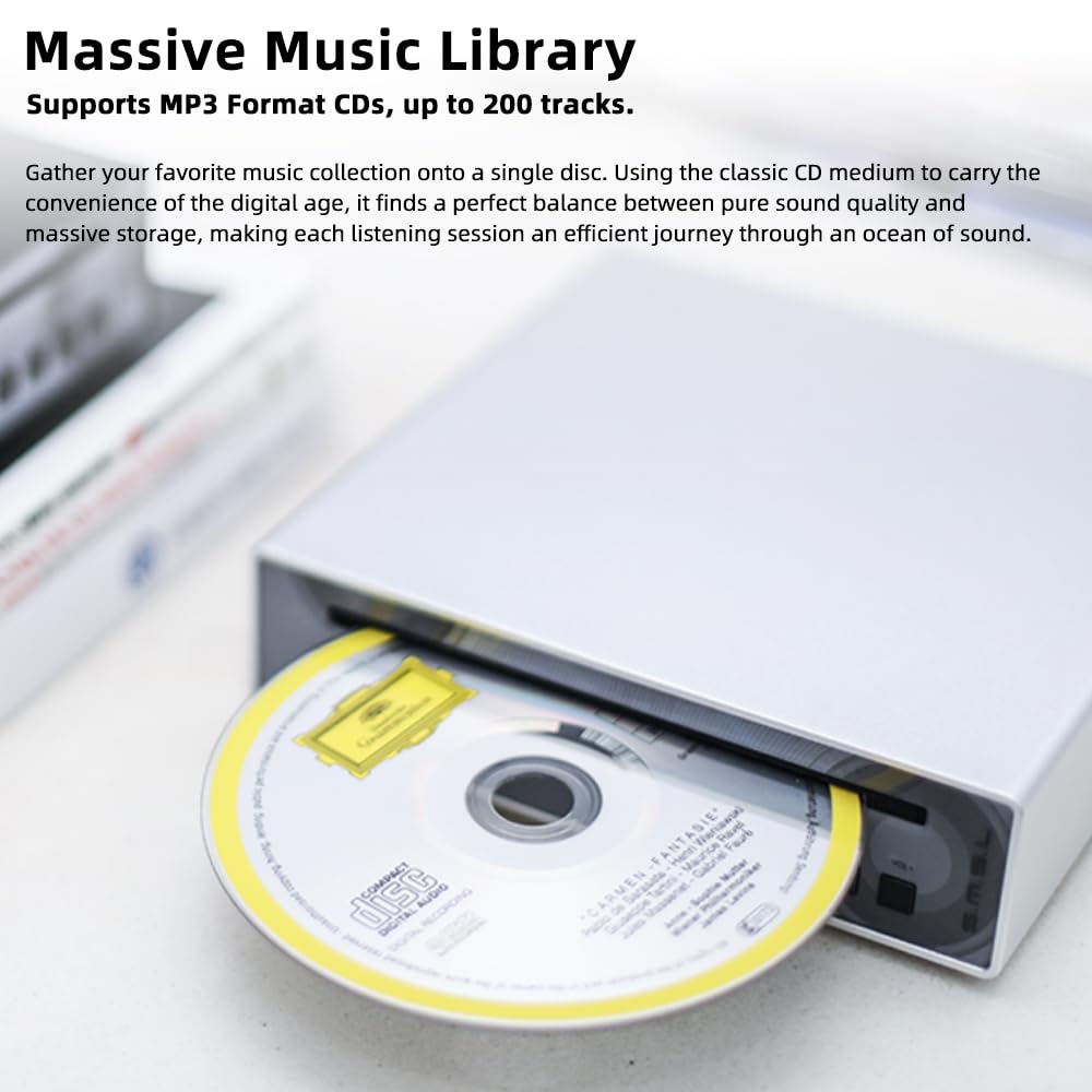 SMSL PL100PRO Reproductor de CD, RCA/óptico/coaxial/XLR equilibrado/salida de auriculares de 3,5 + 4,4 mm, 200 mW 32 Ω, 2 chips DAC de gama alta CS43131, compatible con discos CD-R/CD-RW/MP3