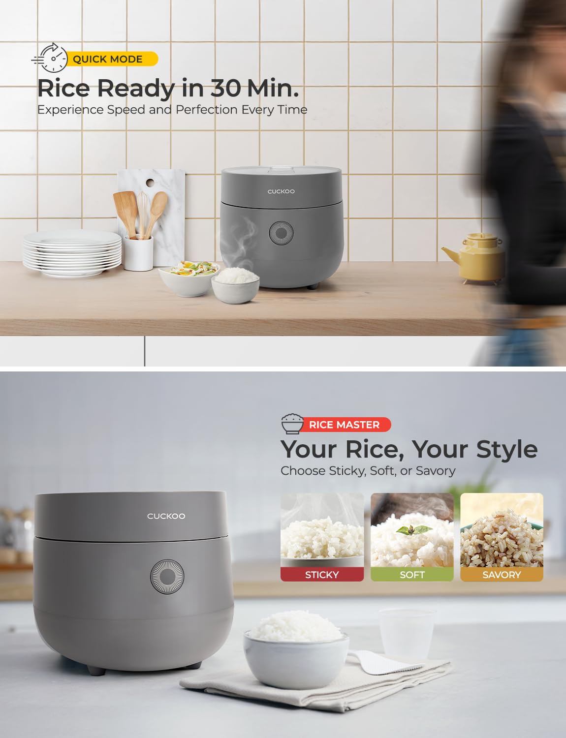 CUCKOO 3-Cup Micom Grey Rice Cooker CR-0375FG, Gris