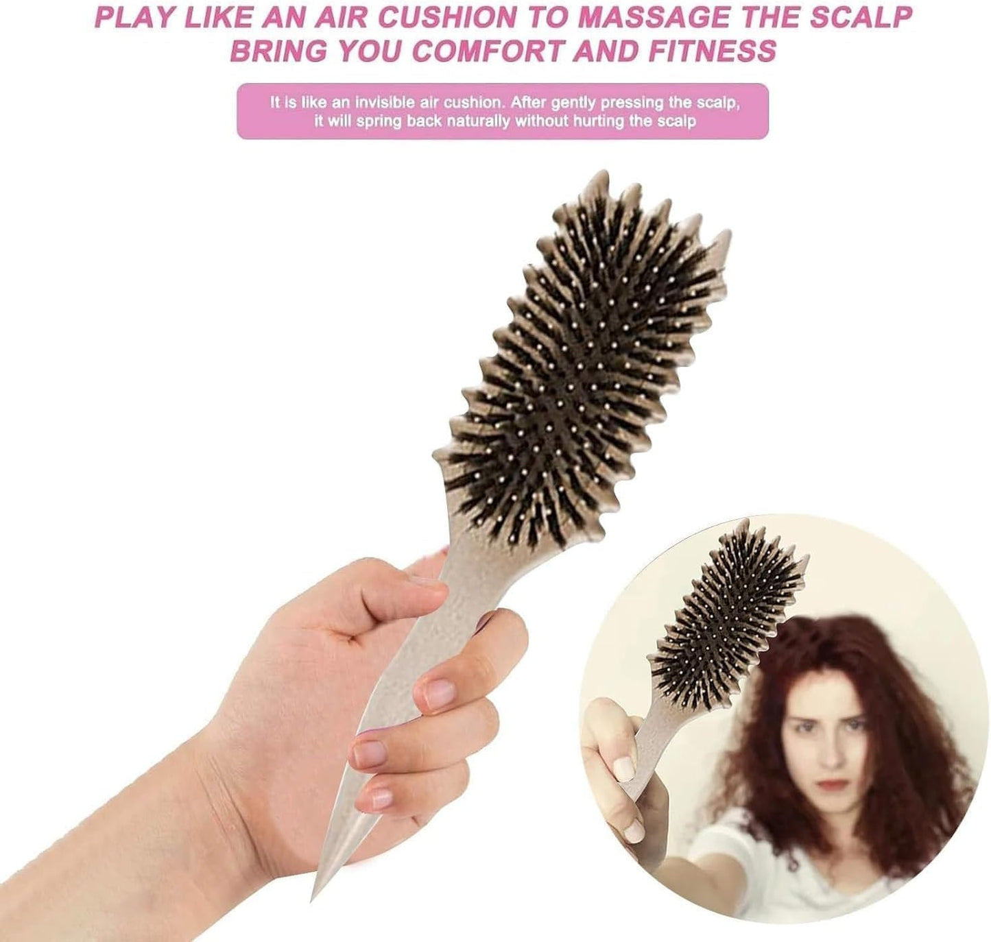 Cepillo Para Cabello Rizado Para Mujeres,Bounce Curl Brush,Cepillo Para Rizos,Cepillo Cabello Rizado,Peine Para Cabello Rizado,Cepillo Definidor De Rizos Bounce Curl,Cepillo 3d Para Rizos (Negro)