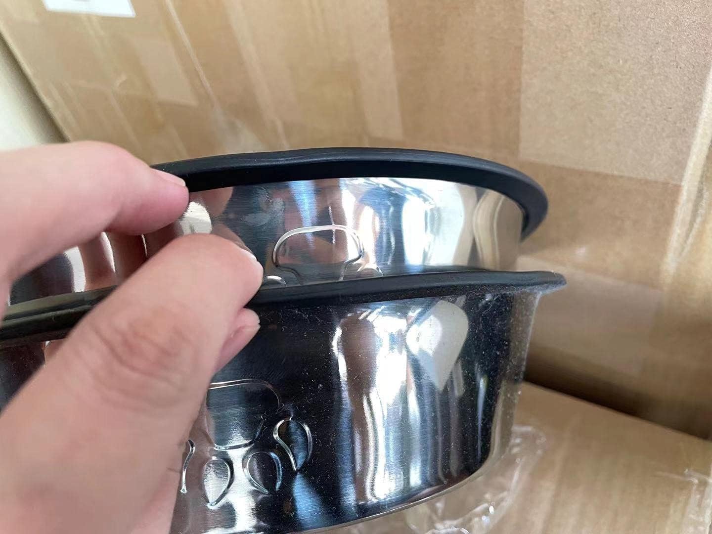COOLKITALENT Comedero para Perro de Acero Inoxidable, Cuenco De Comida para Mascotas, Comedero y Bebedero Perro Antideslizante, para Perro Grande y Medianas, 2 Unidades, 26cm
